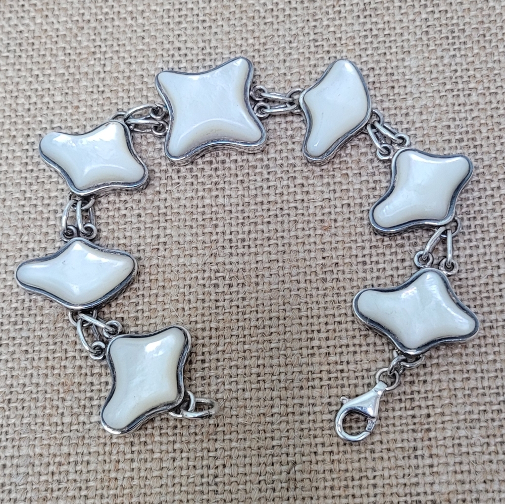 MOTHER OF PEARL | Sterling Silver Link Bracelet